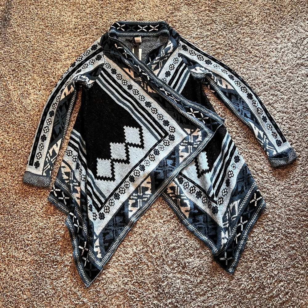 i jeans by Buffalo Blue Black and Gray Geometric Cardigan